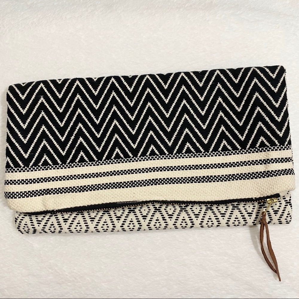 Tribe Alive Foldover Zippered Chevron Clutch Bag